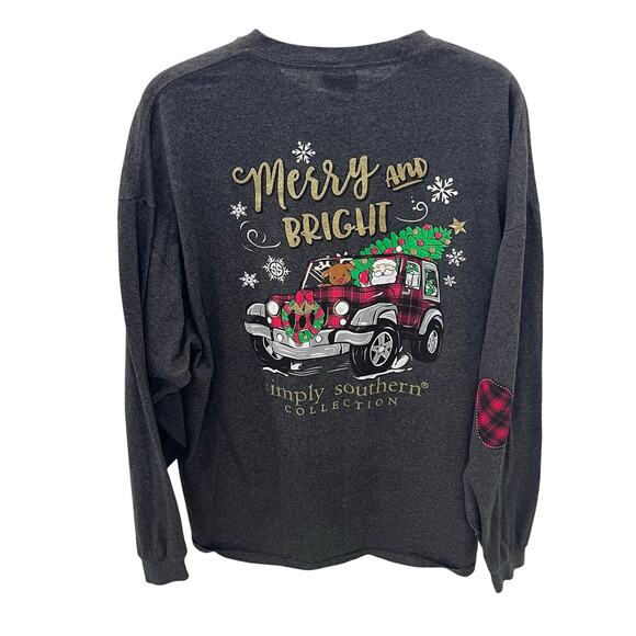 Simply Southern Women's XXL Merry & Bright Christmas Long Sleeve Graphic T-shirt - Picture 1 of 6